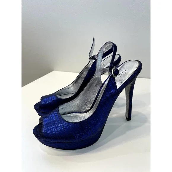Adrianna Papell Blue and Silver Heels - Picture 4 of 7